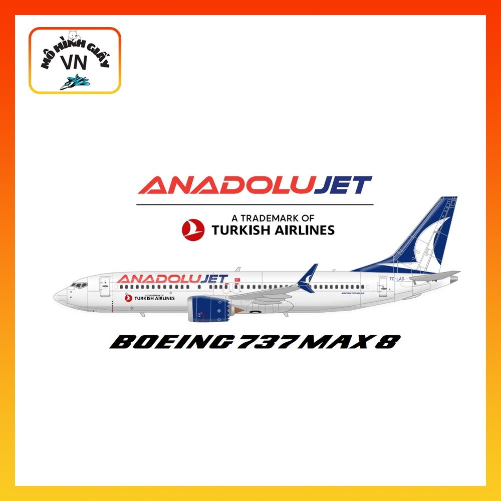 Boeing 737 Max 8 Anadolujet Airlines Assembly Paper Model - MohinhgiayVN