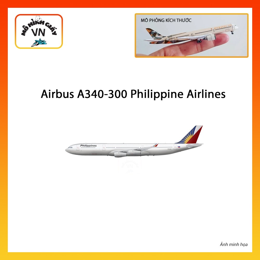 [1:400] Airbus A340-300 กระดาษประกอบสายการบินฟิลิปปินส์รุ่น - MohinhgiayVN