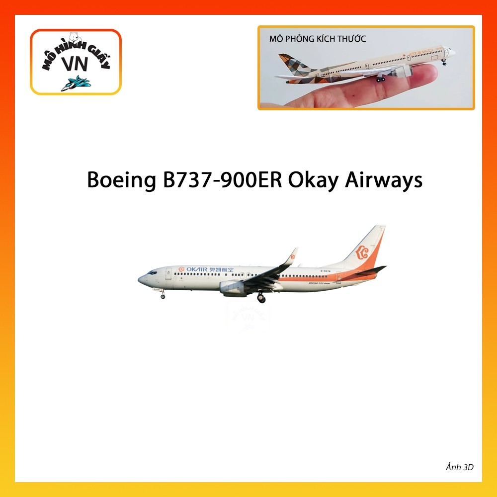 [1:400] Boeing B737-900ER OK Airways Assembly Paper Model - MohinhgiayVN