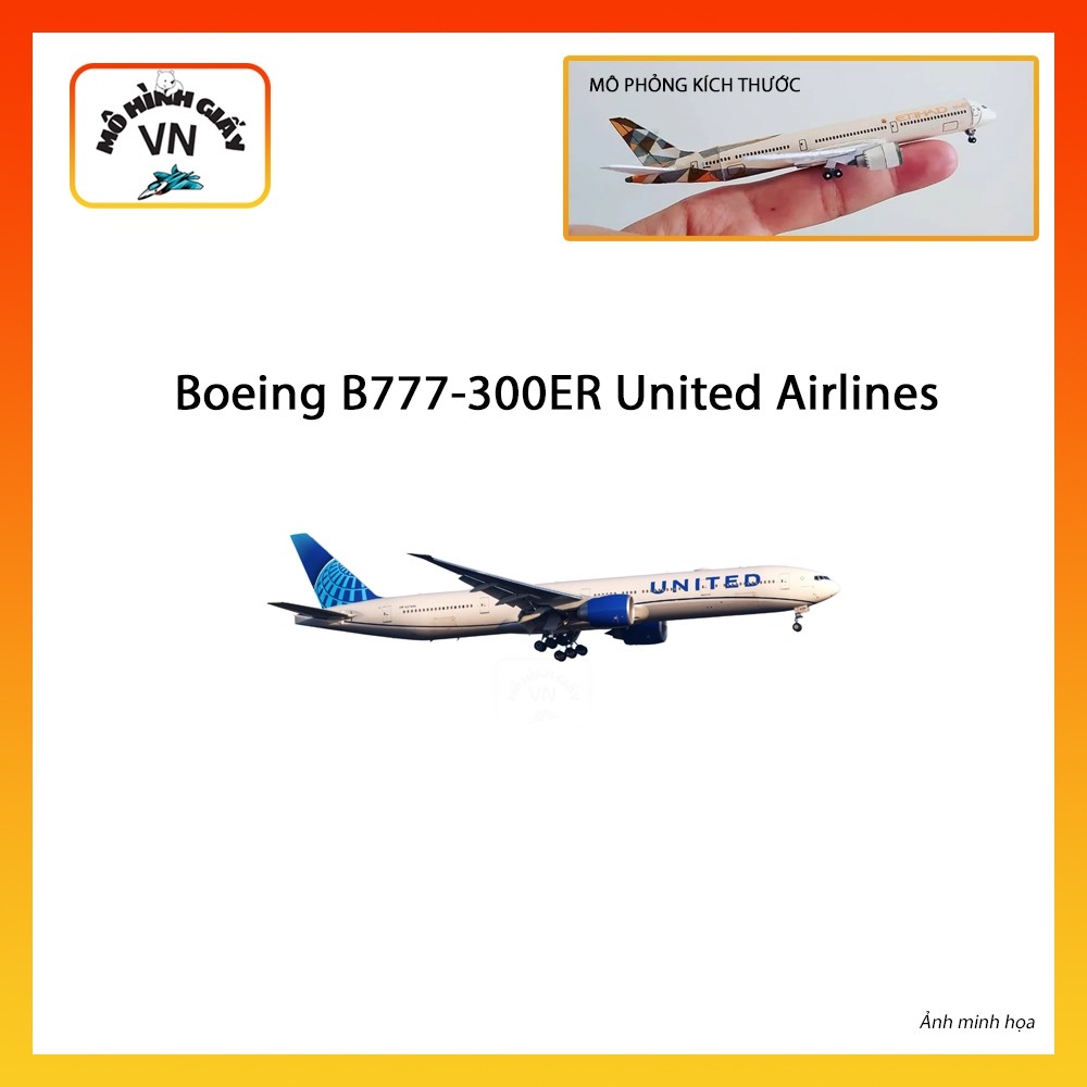 [1:400] Boeing B777-300ER United Airlines Assembly Paper Model - MohinhgiayVN