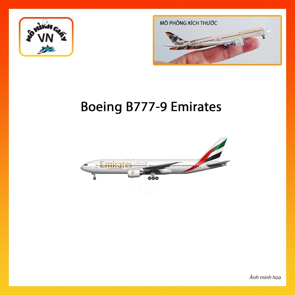 [1:400] โบอิ้ง B777-9 กระดาษประกอบ Emirates รุ่น - MohiinhgiayVN