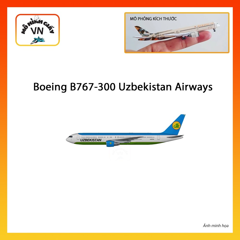 [1:400] โบอิ้ง B767-300 Uzbekistan Airways Assembly Paper รุ่น - MohiinhgiayVN