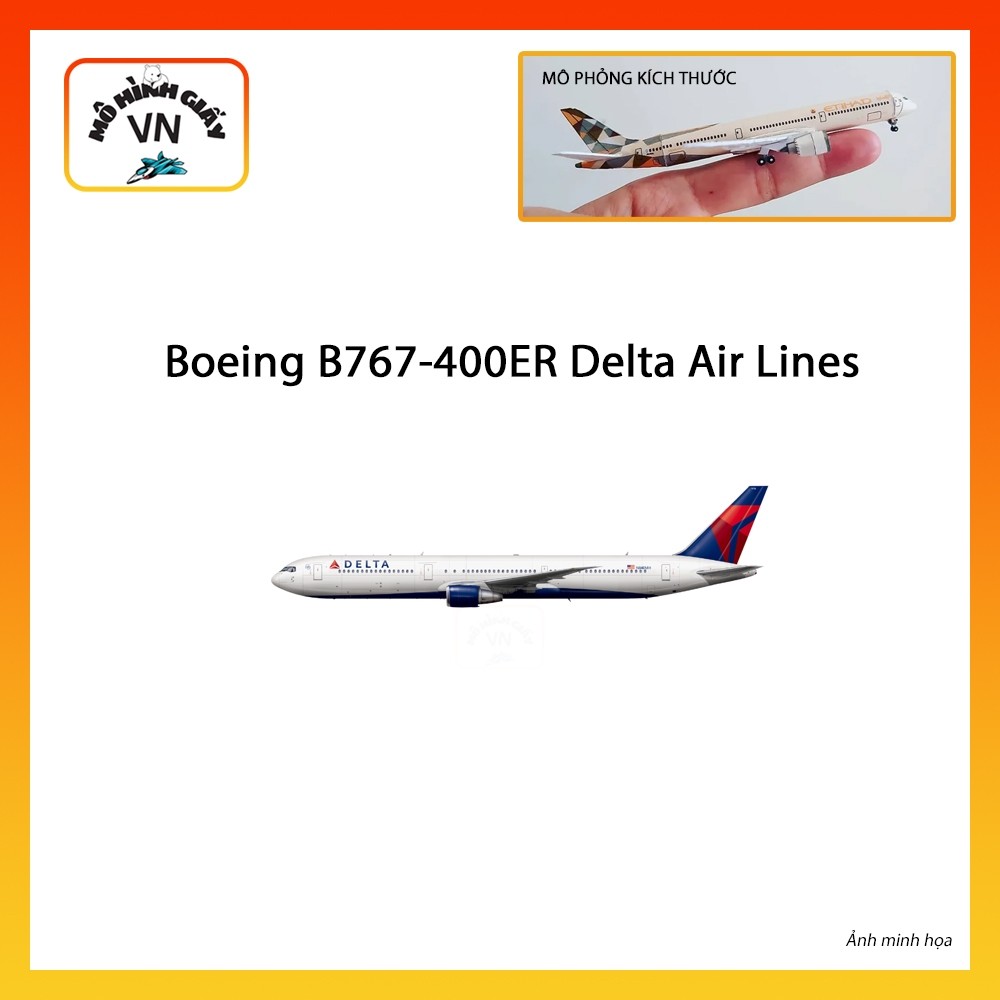 [1:400] Boeing B767-400ER Delta Air Lines Assembly Paper Model - MohinhgiayVN