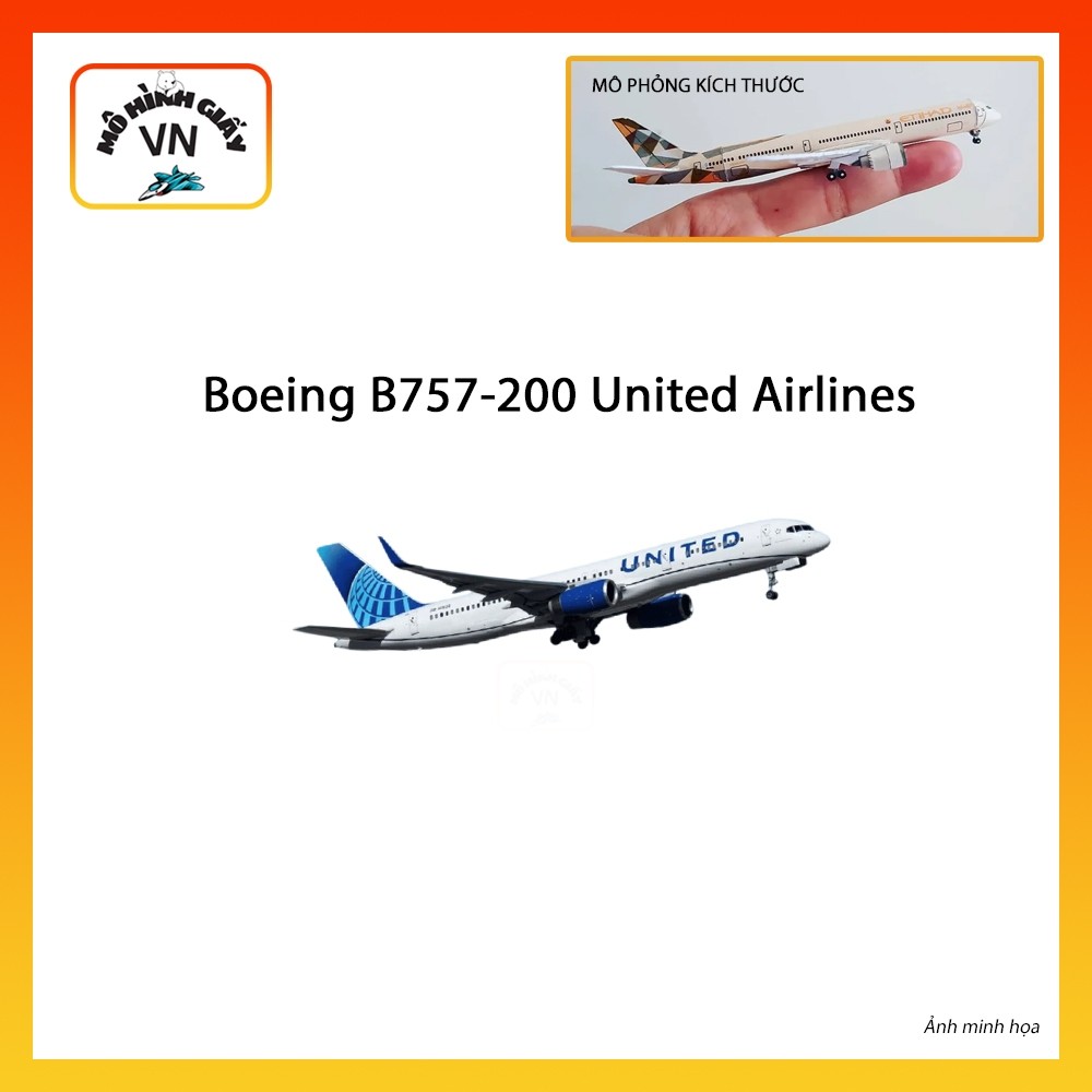 [1:400] Boeing B757-200 United Airlines Assembly Paper Model - MohinhgiayVN