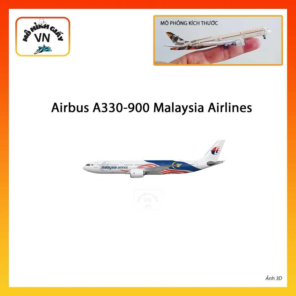 [1:400] Airbus A330-900 Malaysia Airlines Assembly Paper Model - MohinhgiayVN
