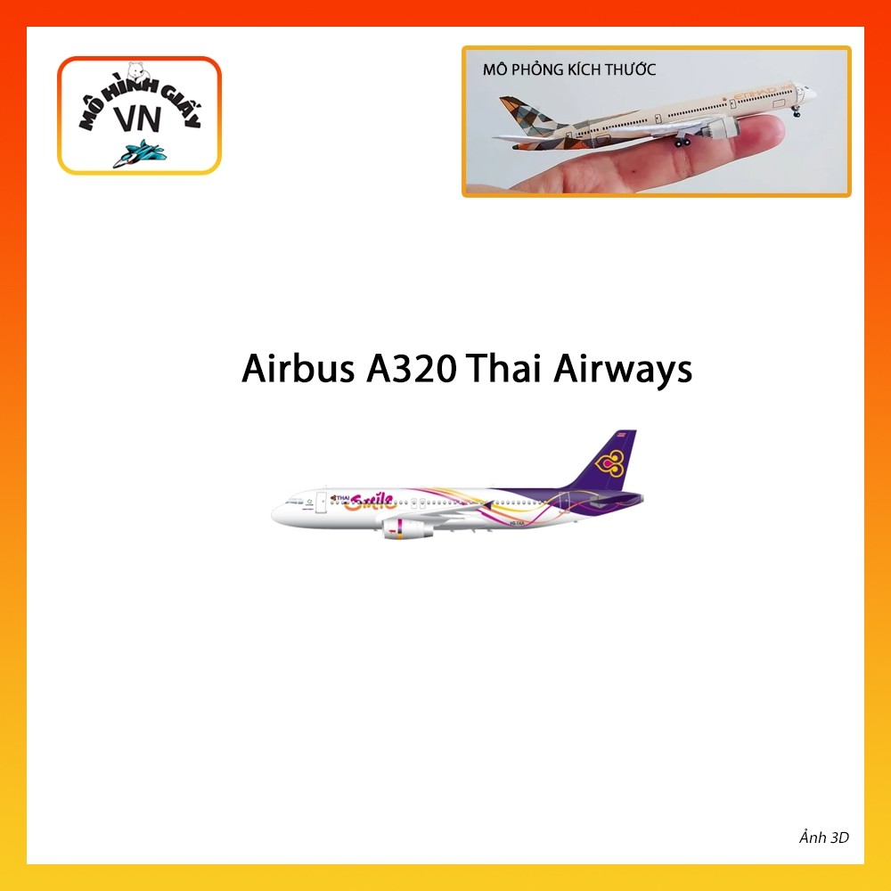 [1:400] Airbus A320 Thai Airways Assembly Paper Model - MohinhgiayVN