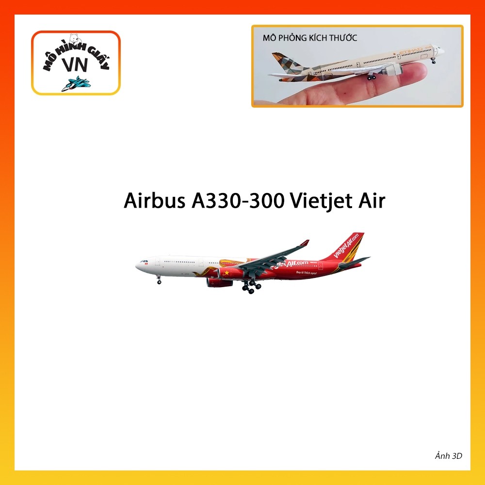 [1:400] Airbus A330-300 Vietjet Air Assembly Paper Model - MohinhgiayVN