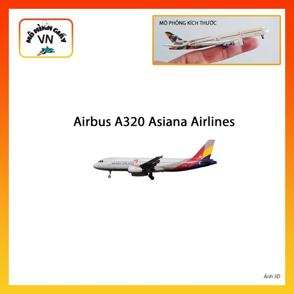 [1:400] Airbus A320 Asiana Airlines Assembly Paper Model - MohinhgiayVN