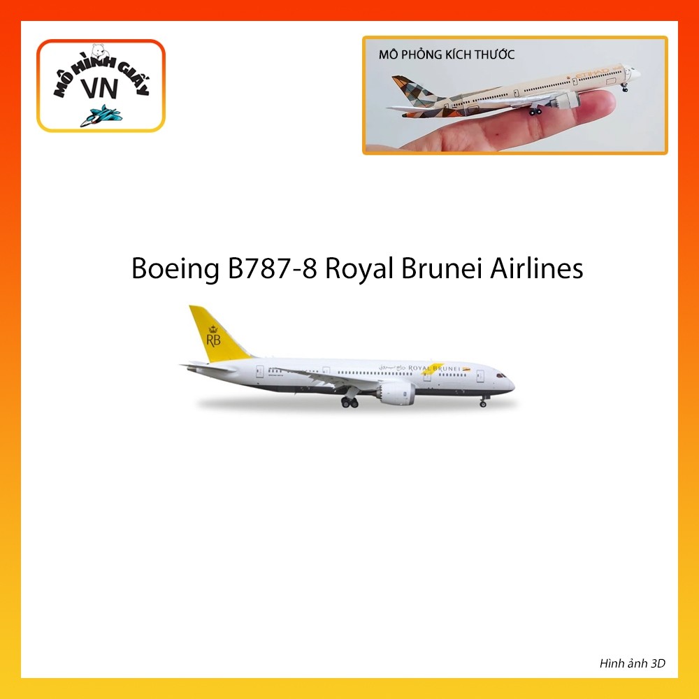 [1:400] Boeing B787-8 Royal Brunei Airlines Assembly Paper Model - MohinhgiayVN