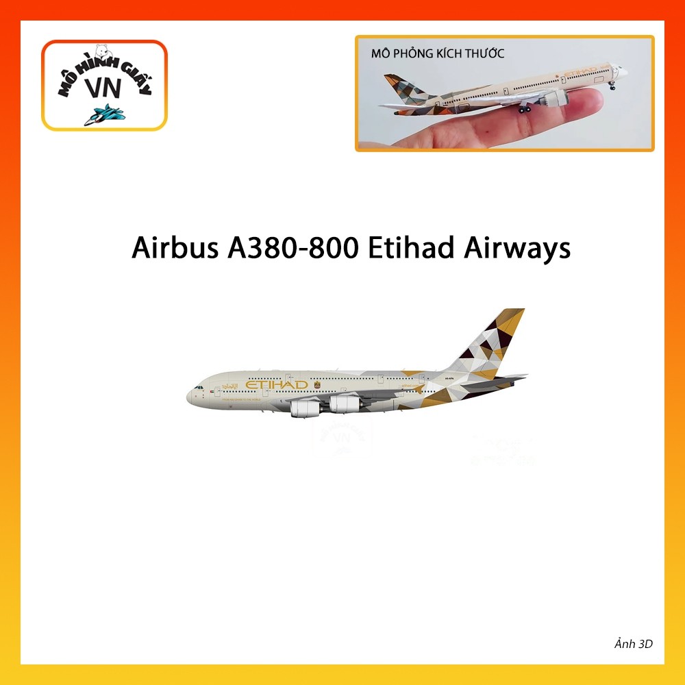 [1:400] Airbus A380-800 Etihad Airways Assembly Paper Model - MohinhgiayVN