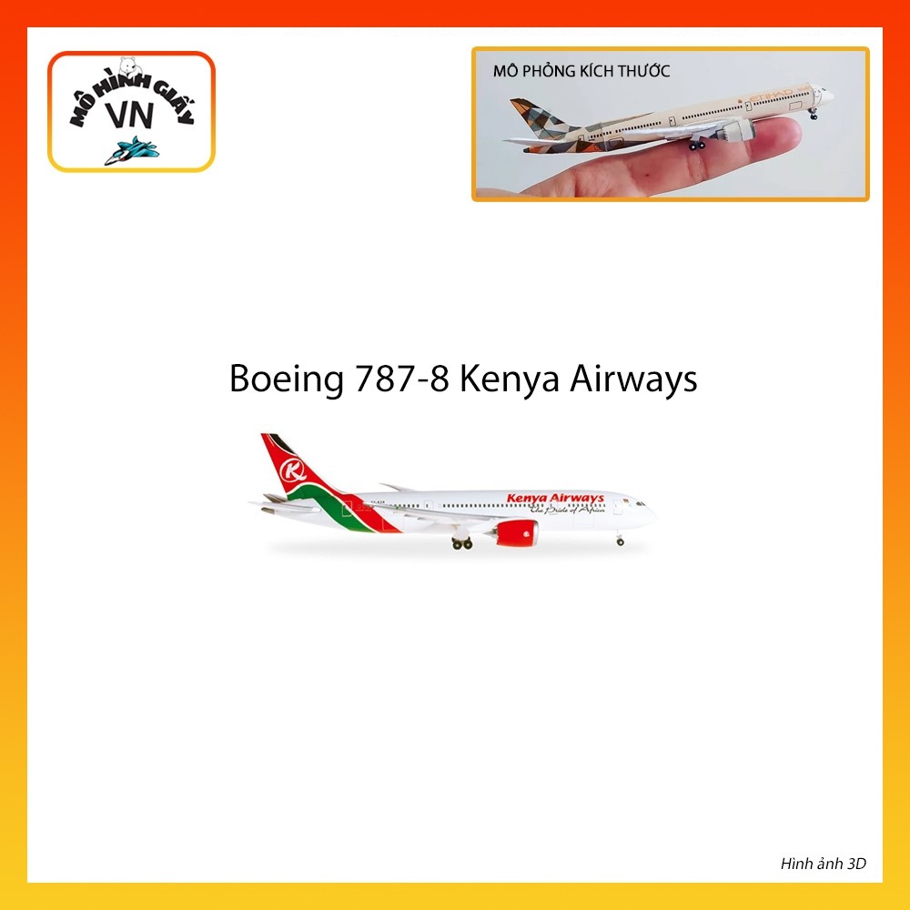 [1:400] โบอิ้ง B787-8 กระดาษประกอบการบินเคนย่า รุ่น - MohinhgiayVN