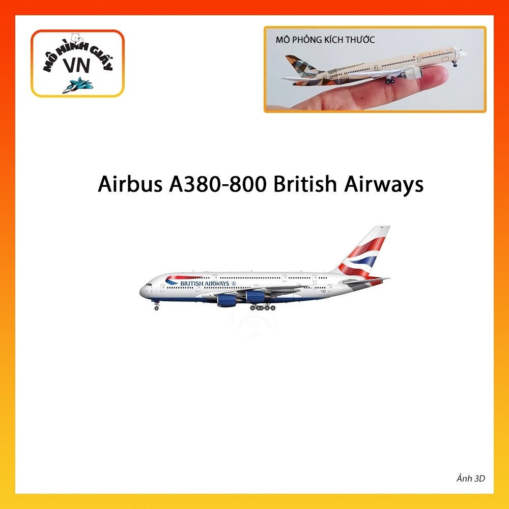 [1:400] Airbus A380-800 British Airways Assembly Paper Model - MohinhgiayVN