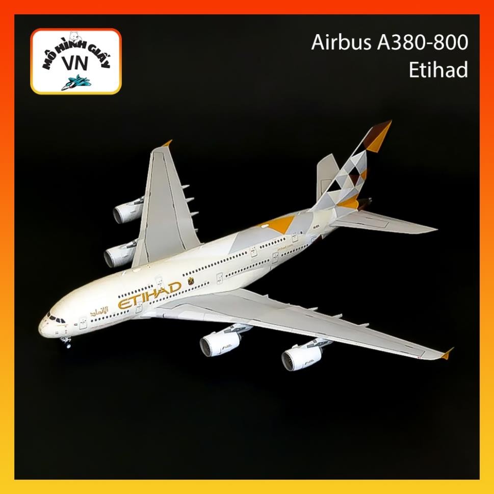 โมเดลกระดาษประกอบเครื่องบิน Airbus A380-800 Etihad - MohinhgiayVN