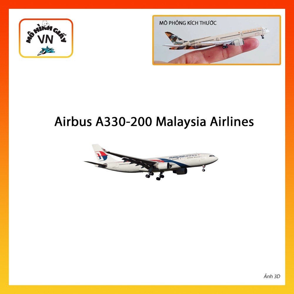 [1:400] Airbus A330-200 Malaysia Airlines Assembly Paper Model - MohinhgiayVN