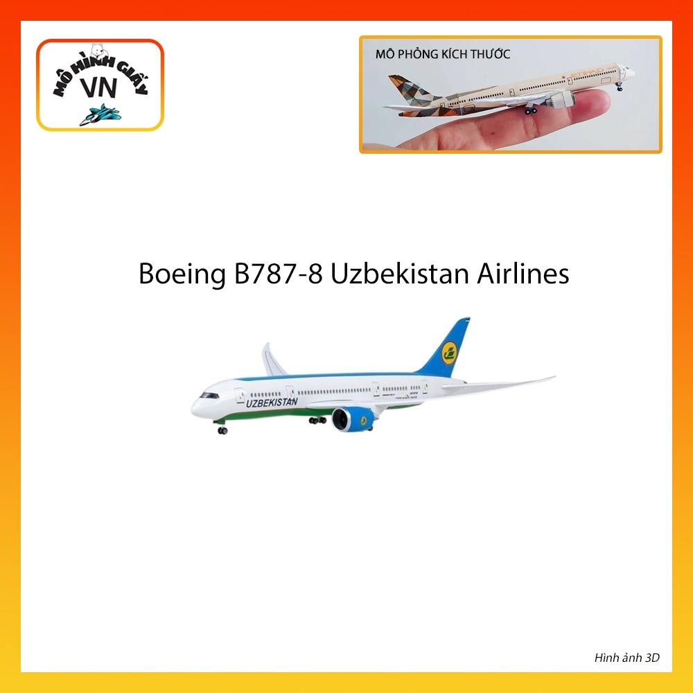 [1:400] Boeing B787-8 Uzbekistan Airlines Assembly Paper Model - MohinhgiayVN