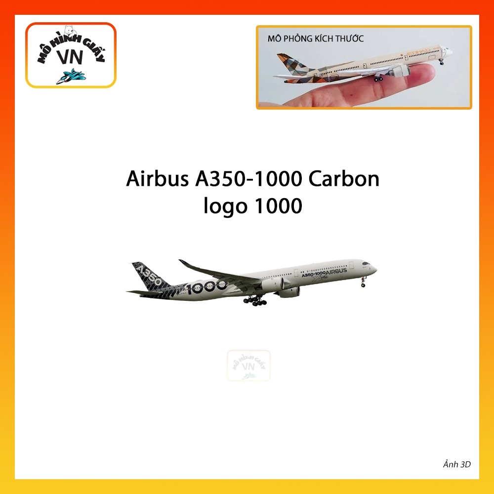 [1:400] Airbus A350-1000 Carbon Assembly Paper Model (โลโก้ 1000) - MohinhgiayVN