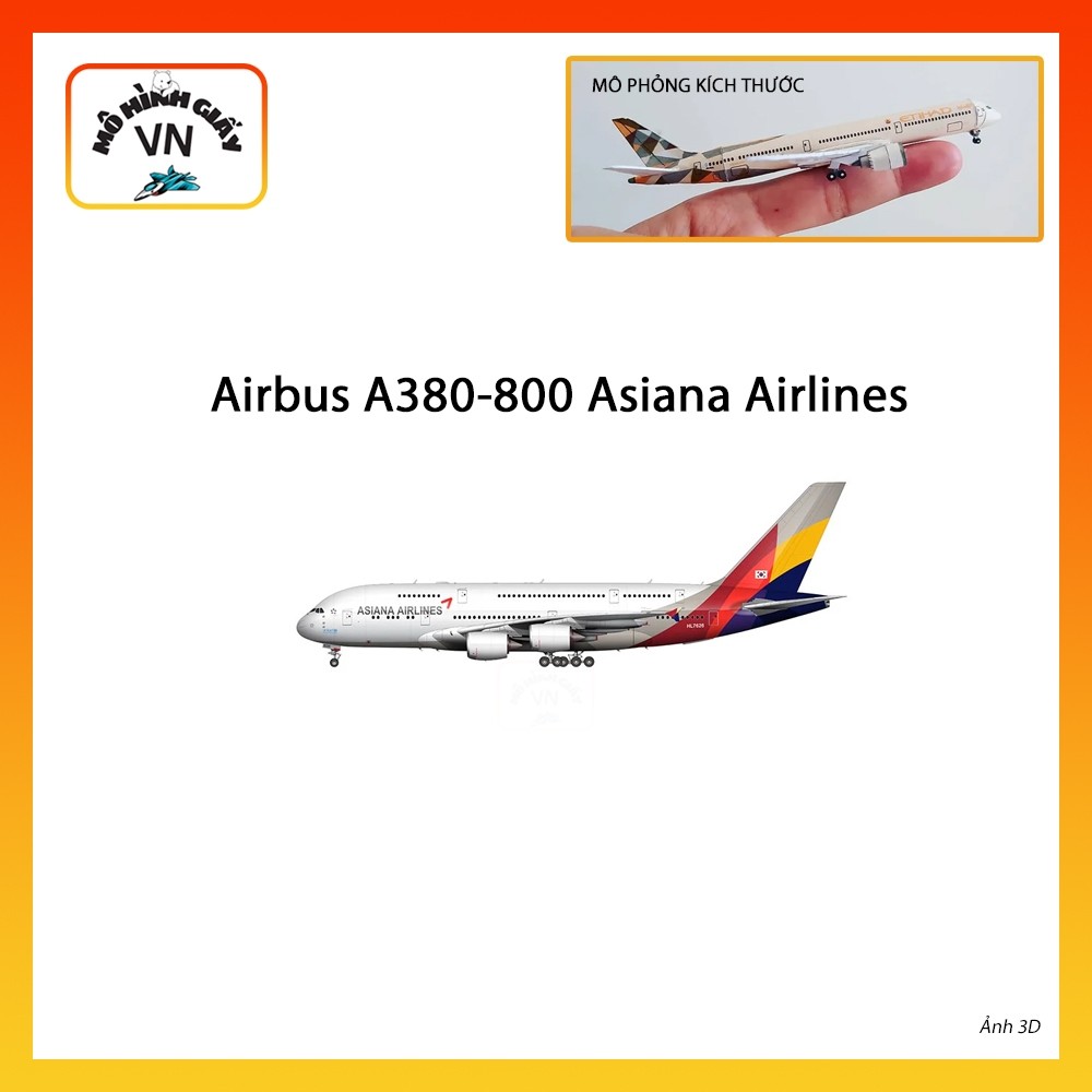 [1:400] Airbus A380-800 Asiana Airlines Assembly Paper Model - MohinhgiayVN
