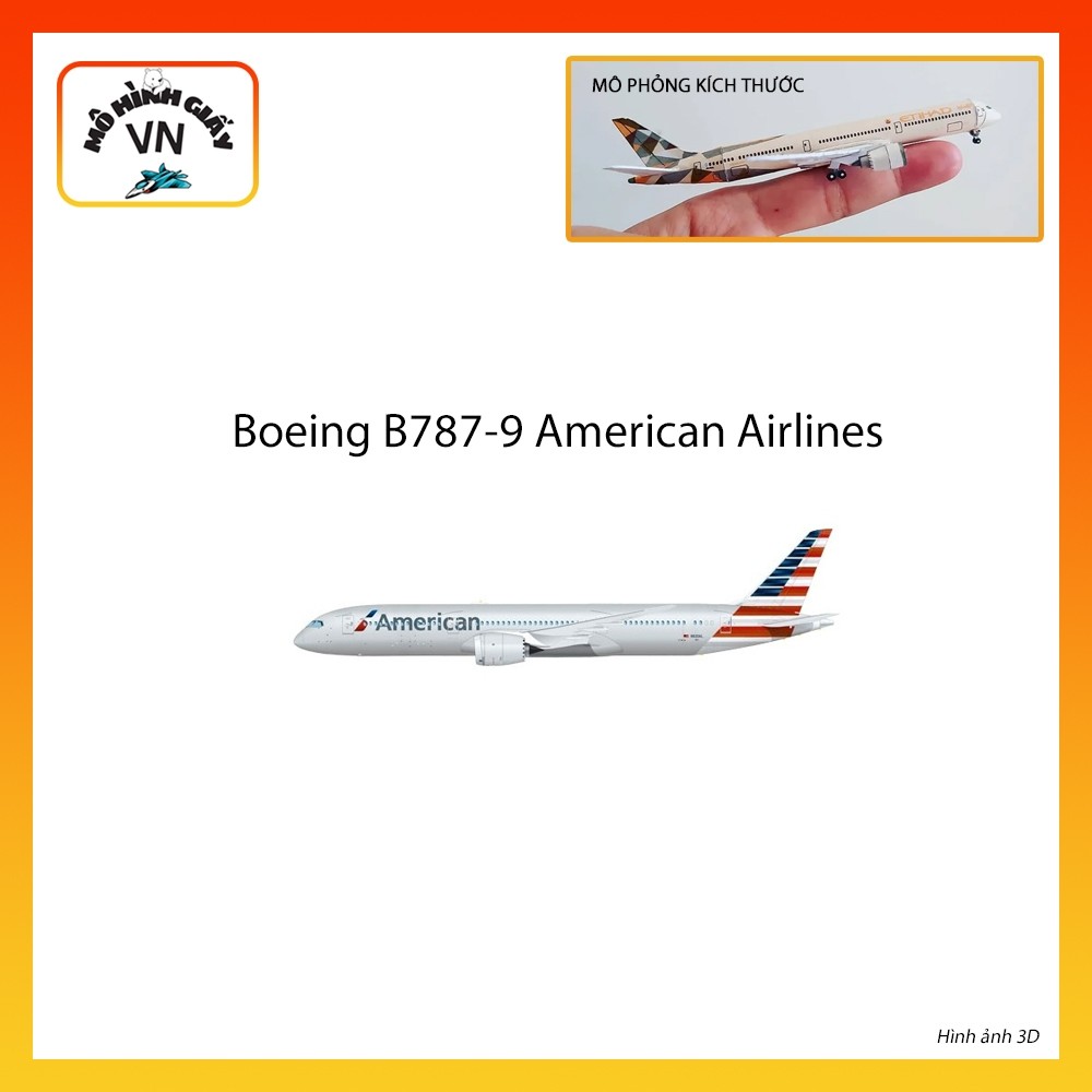 [1:400] Boeing B787-9 กระดาษประกอบ American Airlines - MohinhgiayVN