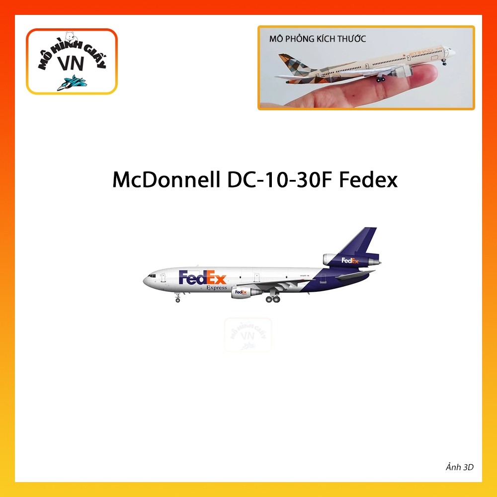 [1:400] McDonnell Douglas DC-10-30F Fedex Airplane Assembly Paper รุ่น - MohiinhgiayVN