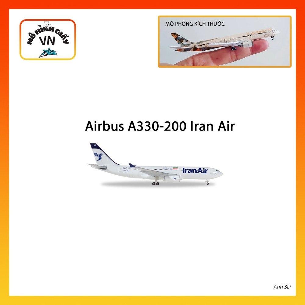 [1:400] Airbus A330-200 Iranian Air Assembly Paper Model - MohinhgiayVN