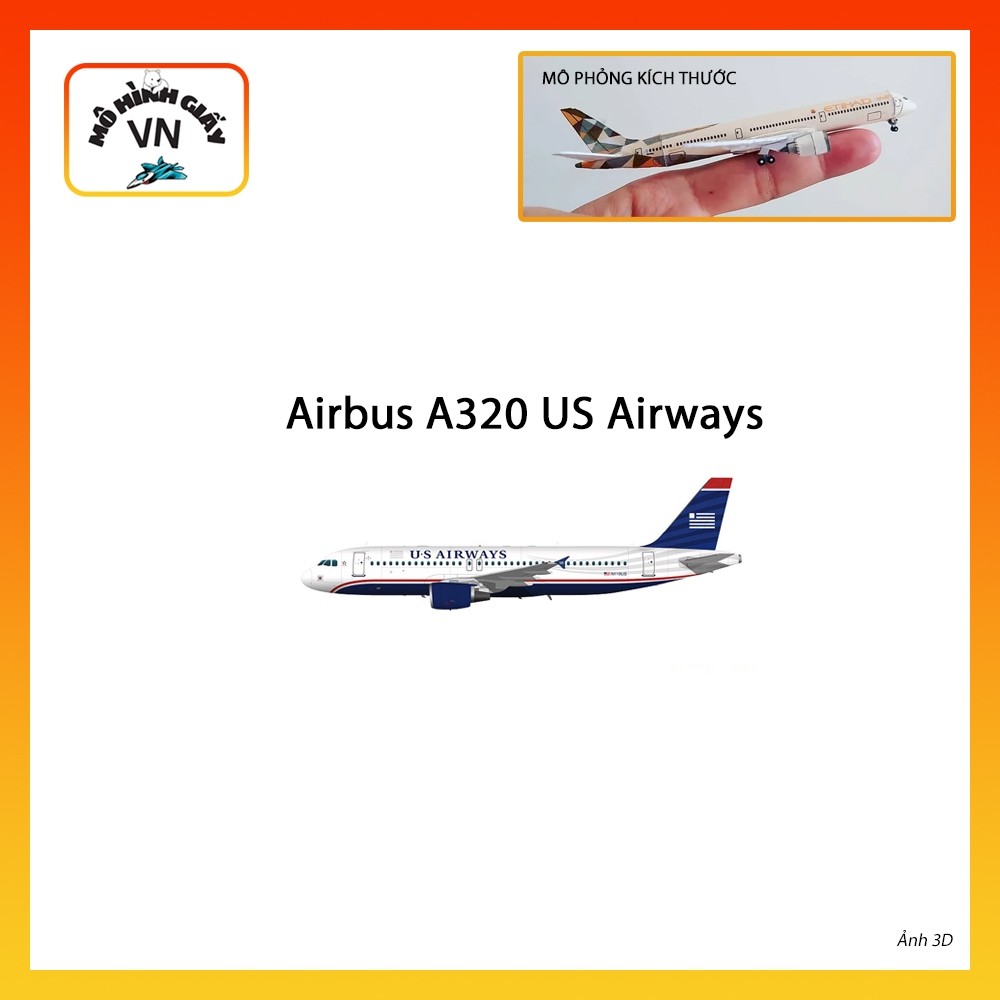 [1:400] Airbus A320 US Airways Assembly Paper Model - MohinhgiayVN
