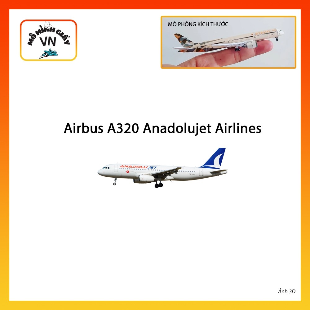[1:400] Airbus A320 Anabuljet Airlines Assembly Paper Model - MohinhgiayVN