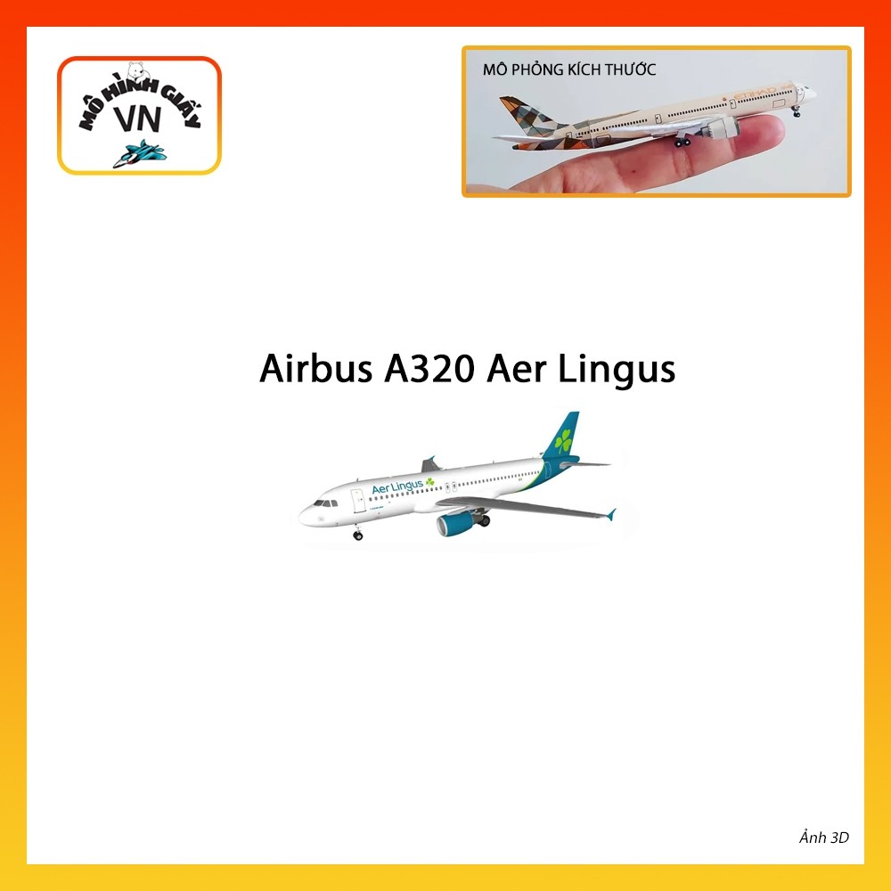 [1:400] Airbus A320 Aer Lingus Assembly Paper Model - MohinhgiayVN