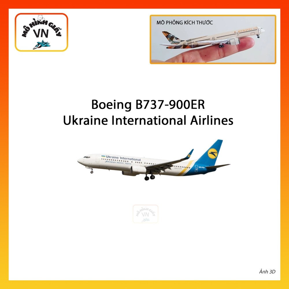 [1:400] Boeing B737-900Er ยูเครน International Airlines Assembly Paper รุ่น - MohinhgiayVN