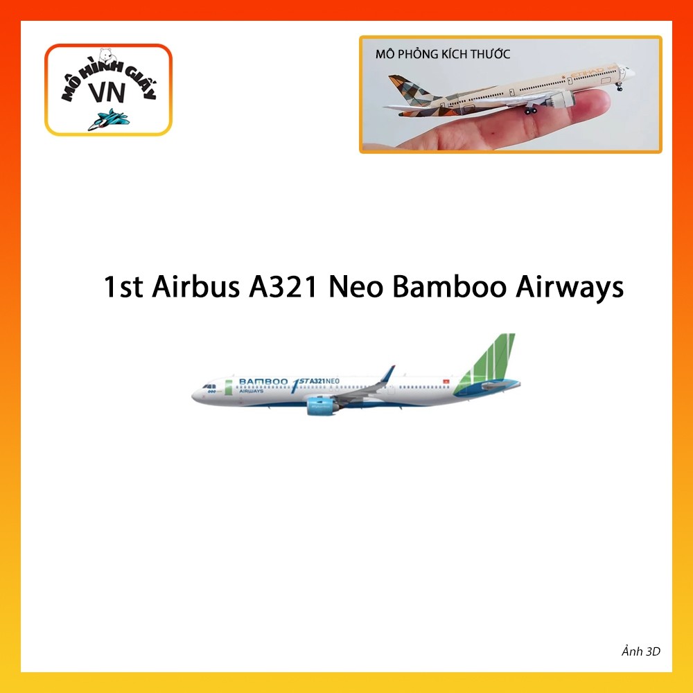 [1:400] Airbus A321 Neo Bamboo Airways Assembly Paper Model (1st A321 Neo) - MohinhgiayVN