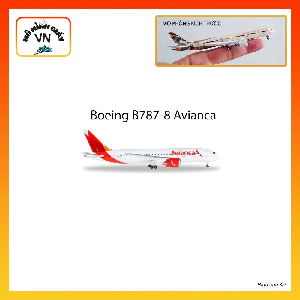 [1:400] กระดาษประกอบเครื่องบิน รุ่น B787-8 Avianca - MohinhgiayVN