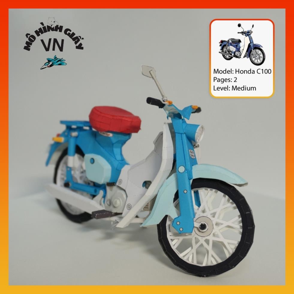 Honda Super Cub C100 Motorcycle Assembly Paper Model - MohinhgiayVN