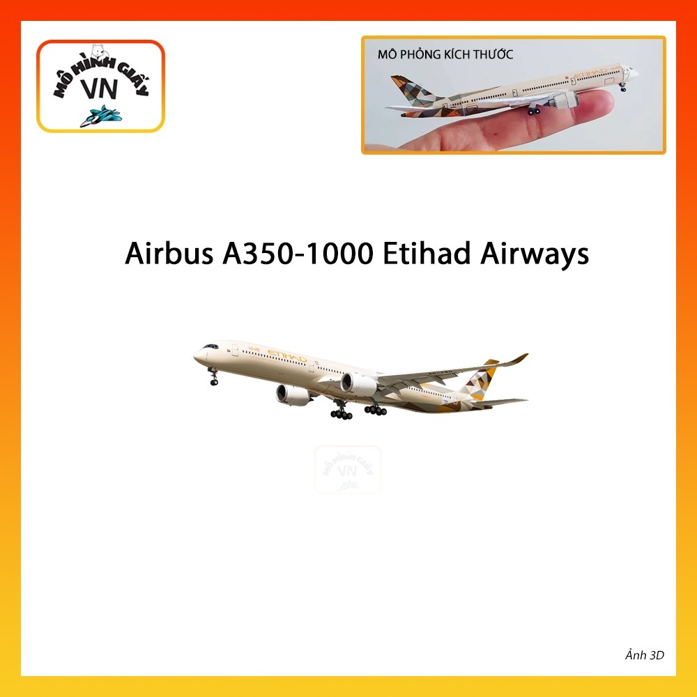 [1:400] Airbus A350-1000 Etihad Airways Assembly Paper Model - MohinhgiayVN