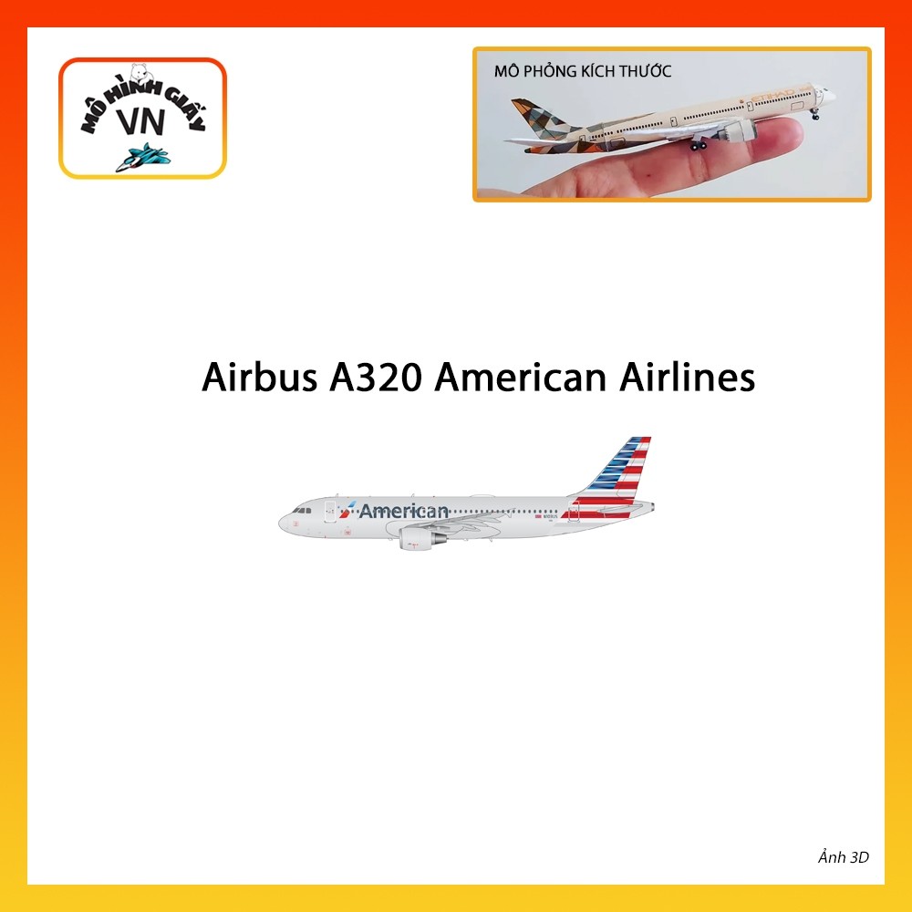 [1:400] Airbus A320 American Airlines Assembly Paper Model - MohiinhgiayVN