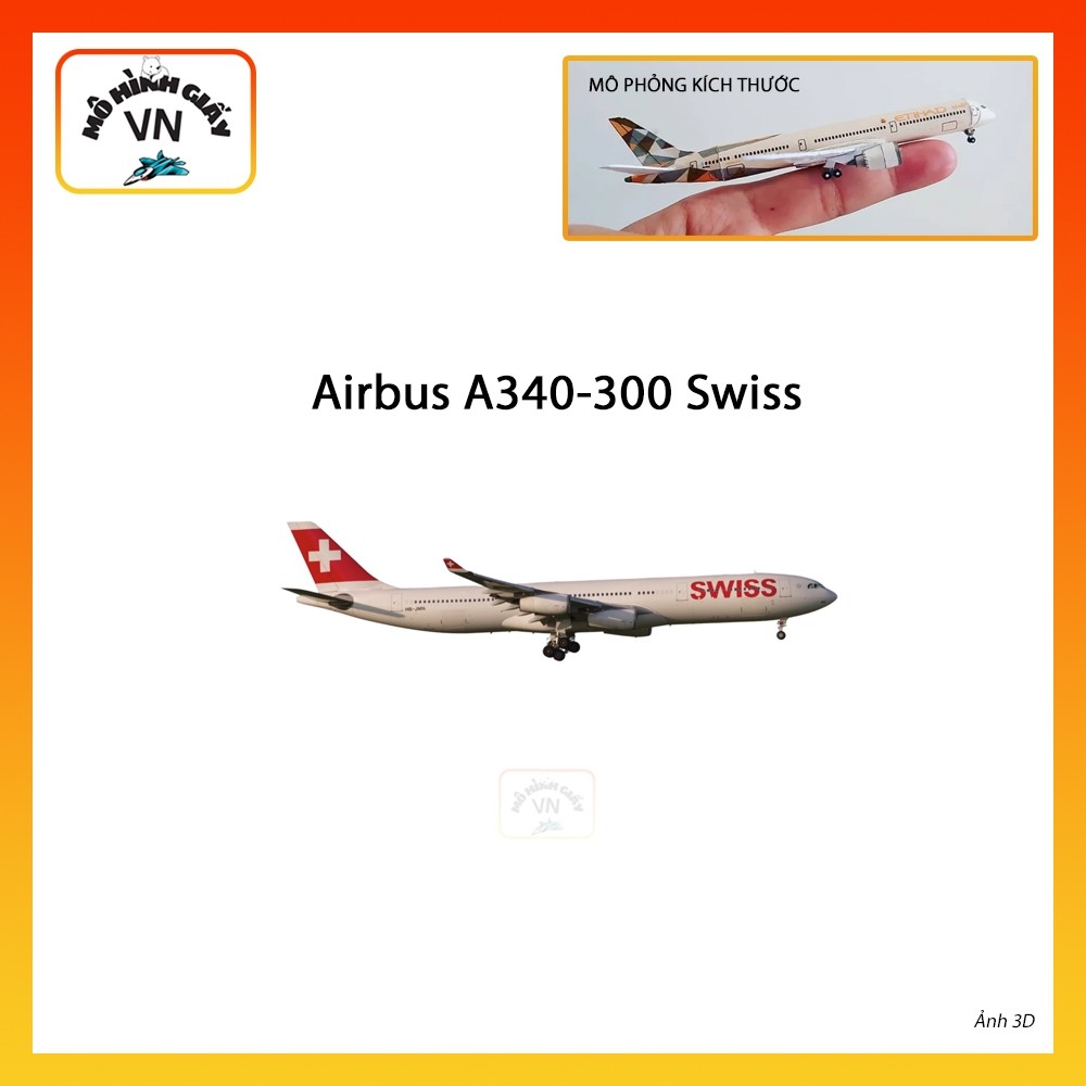 [1:400] Airbus A340-300 Swiss Assembly Paper Model - MohinhgiayVN