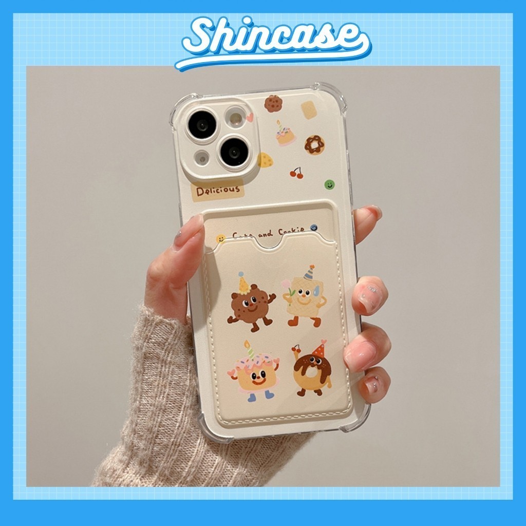 IPHONE Cute Cake Silicone Card Holder Case กันกระแทก ป้องกันกล้อง - iP 7/8/X/XS/11/12/13/14/15/16/17