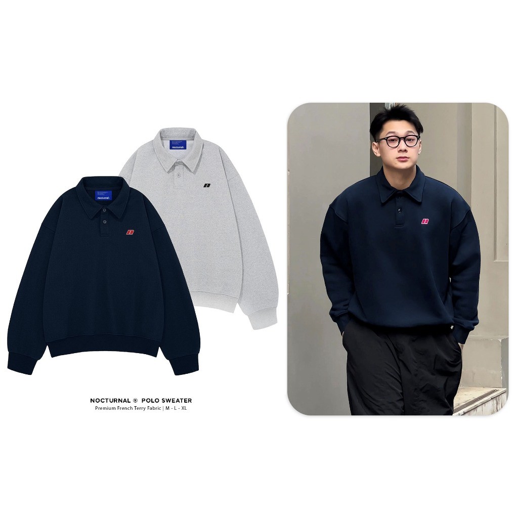 เสื้อสเวตเตอร์โปโล Nocturnal Cotton 100% Unisex แบรนด์ท้องถิ่นสําหรับผู้ชายและผู้หญิง Gonz.brand
