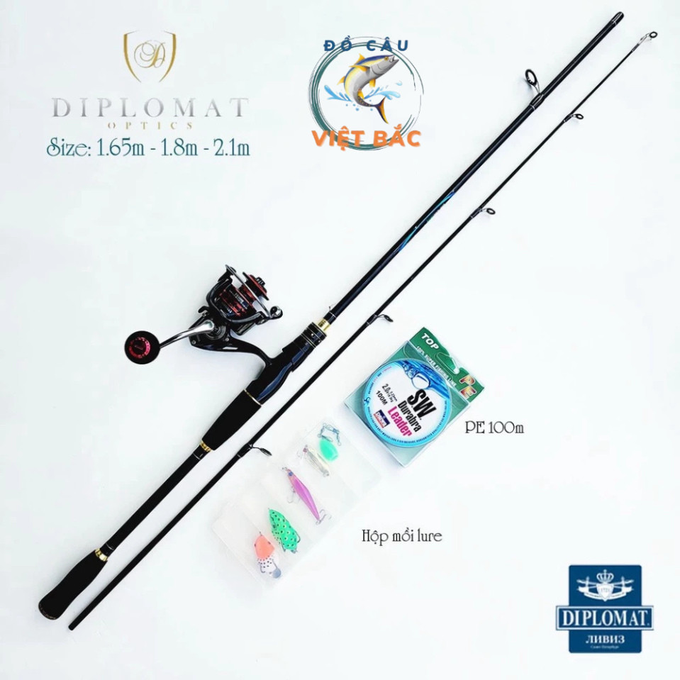 Lure Diplomat ชุดเบ็ดตกปลายืน Reel FS3000 มาพร้อม Lure Fishing Line และ Lure ชุด Viet Bac Fishing Ta