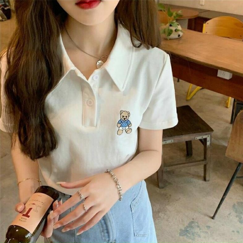 Babytee CROPTOP SHIRT WITH BEAR EMBROIDERED COLLAR BG Lomon