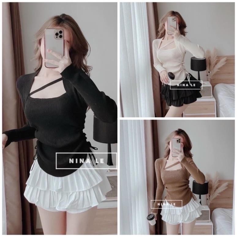 RDC Lomon เสื้อสายไขว้แขนยาวคอเหลี่ยม