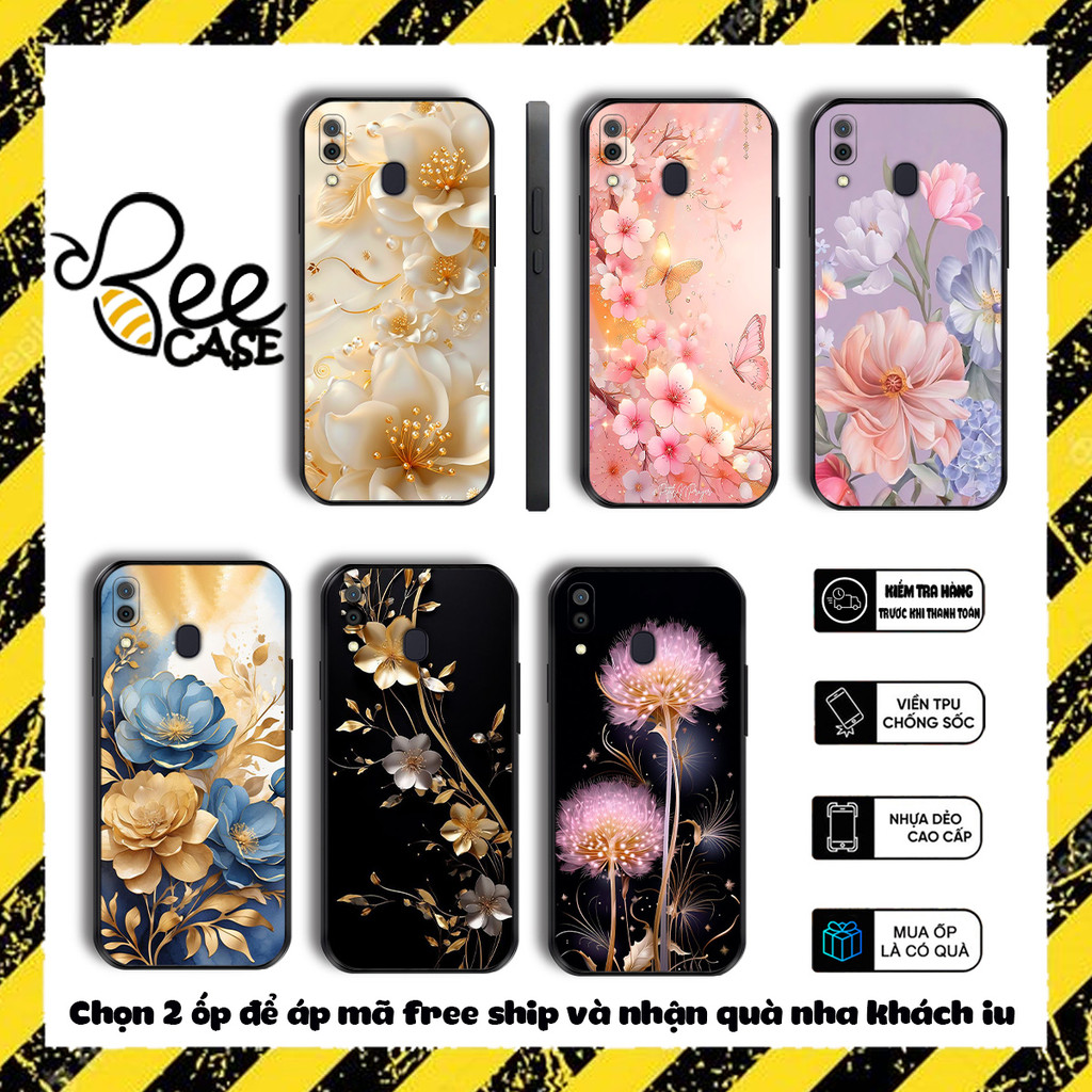 เคส Samsung A20, A30, A20S, A21s พร้อมเคสผึ้งพิมพ์ลายดอกไม้ 3D สวยงาม