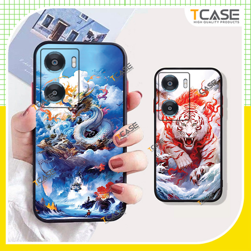 Oppo A57 4G, Oppo A77 4G, A77s, เคส Oppo A97 5G พร้อมพิมพ์ลาย Cool Dragon & Tiger - Tcase