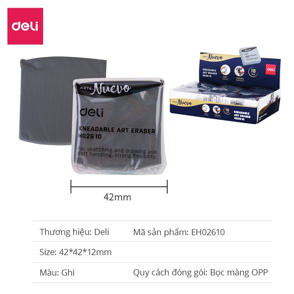 [COMBO 3/1] Clay Eraser EH02610 สําหรับ Deli premium art - ขจัดตะกั่ว ไม่มีเศษฝุ่น - EH02610