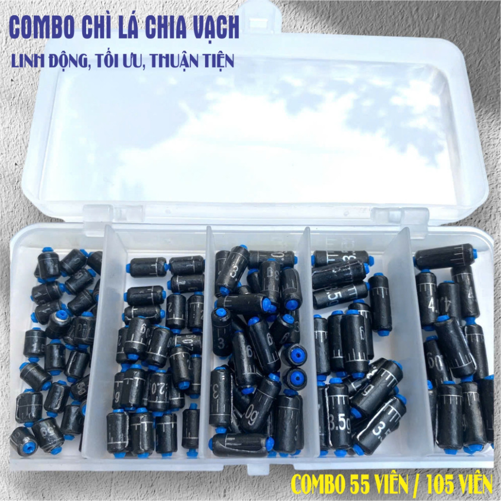 [กล่อง 55 - 105 เม็ด] ตะกั่วใบพร้อมสายเบ็ด Hoang Nam Fishing 5123klh888 กล่องตะกั่ว Combo