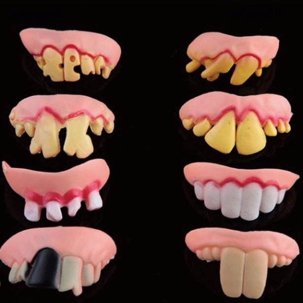[38 รุ่น] FAKE CRANE TEETH ฟันปลอมเล่นตามบทบาท 38 ตลกฮาโลวีนฝึกสอนแฟชั่นตลก