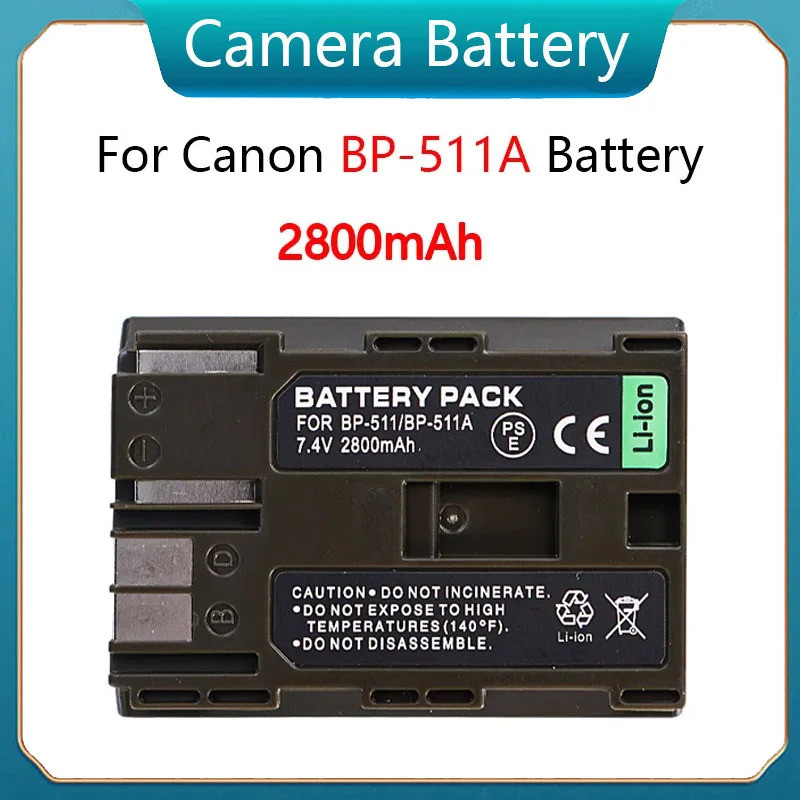 BP511 G1 BP 511A แบตเตอรี่สำหรับ Canon G6 G5 40D BP-511A 5D EOS 300D 50D กล้อง2800MAh