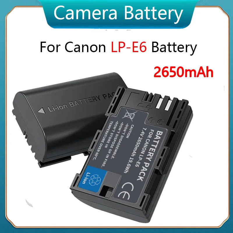 แบตเตอรี่กล้อง2650MAh LP แบตเตอรี่ LP-E6 R7สำหรับ Canon EOS 70D 80D 90D R 5DSR 5D Mark II III IV 5DS E6 DSLR