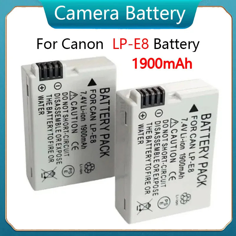 1900มิลลิแอมป์ชั่วโมง LPE8 X4 LP E8แบตเตอรี่สำหรับกล้อง Canon Canon EOS 550D 600D LP-E8 X5 X6i X7i ก