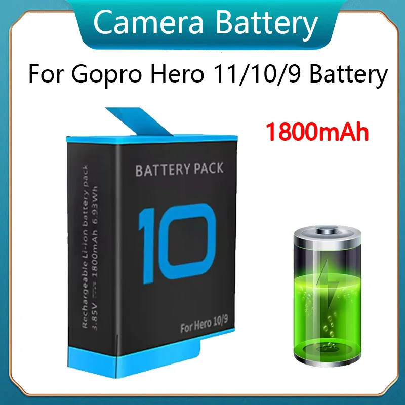 สำหรับ Gopro Hero 11 10แบตเตอรี่1800Mah สำหรับ Gopro Hero 9 10 11สีดำ Accesorios กล้องแบตเตอรี่ Bateria