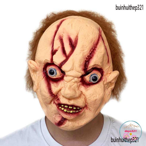 Zombie Mask Demon Face Scar Centipede Ghost With Golden Head Hair Halloween hacker Incrination