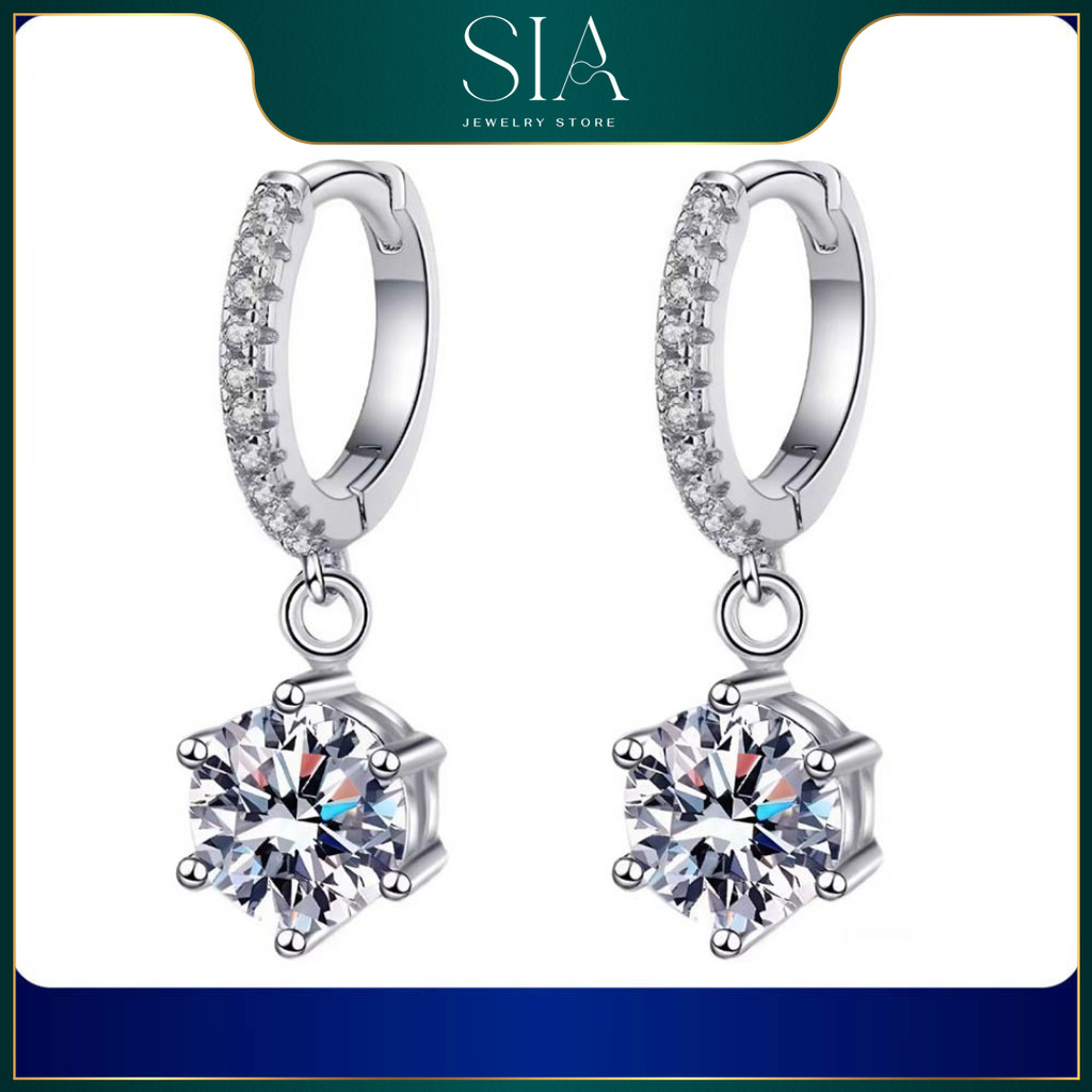 ต่างหูเงินผู้หญิง Moissanite Diamond สําหรับผู้หญิง | ตลอดอายุการใช้งาน - KT268 MEELY